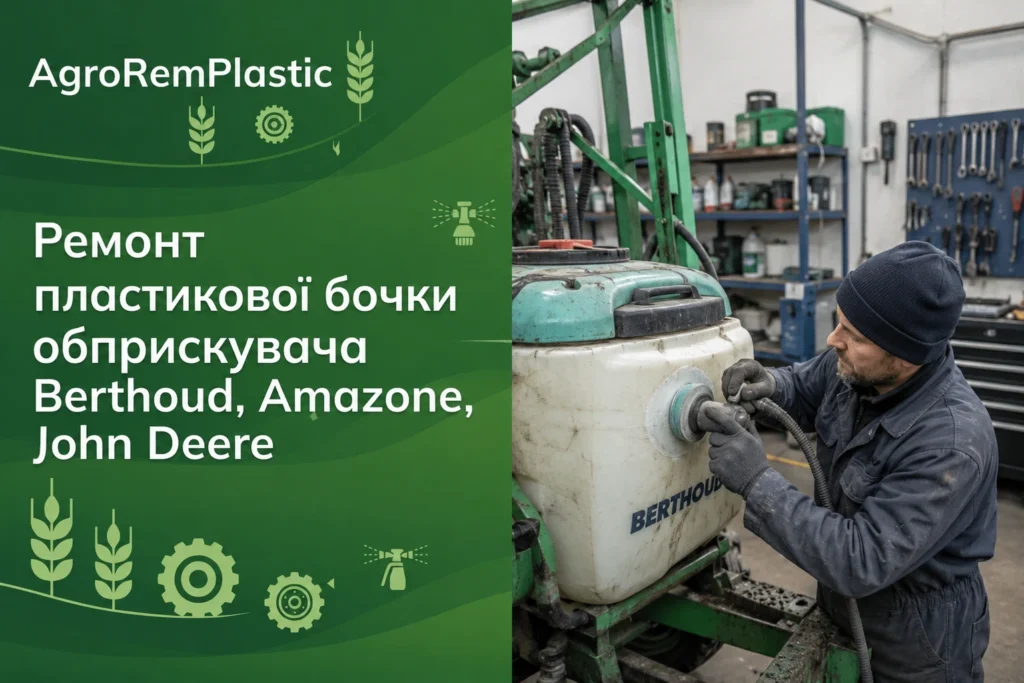 Ремонт пластикової бочки обприскувача Berthoud, Amazone, John Deere